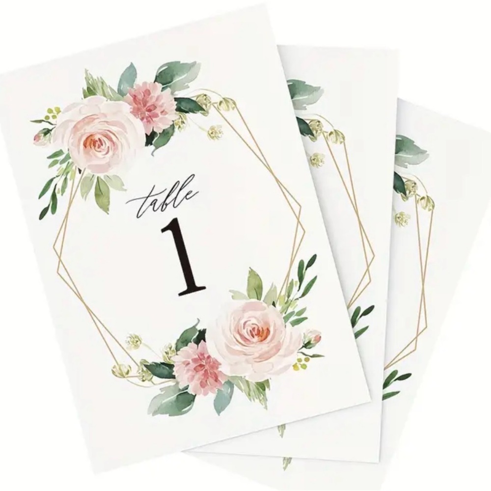 Table Numbers 1-8 Double-Sided Cards for Wedding Or party Celebration, 4"x6" NEW